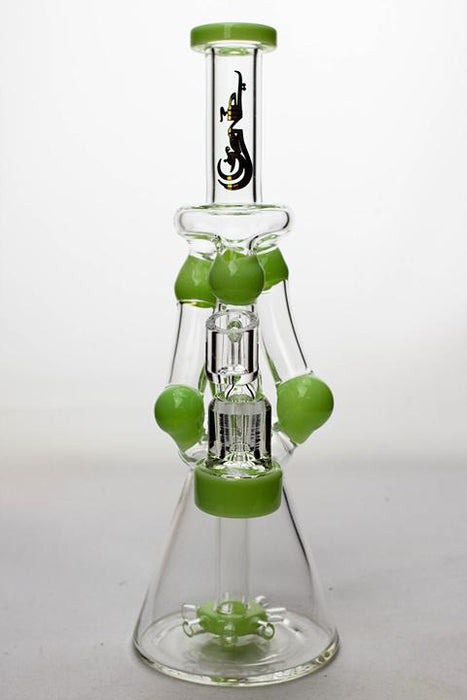 11" Three tube and shower head diffused recycler with a banger - bongoutlet.com