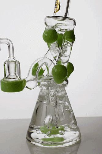 11" Three tube and shower head diffused recycler with a banger - bongoutlet.com