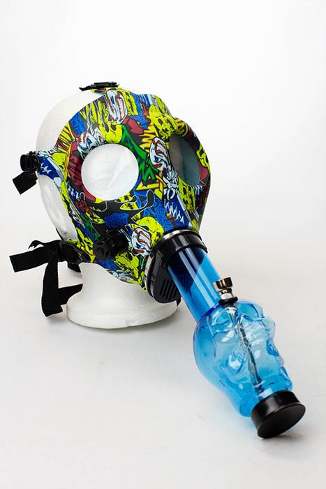 Full face graphic Silicone Gas Mask with acrylic bong - bongoutlet.com