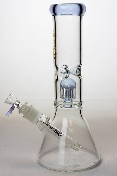 11" Genie short tree arms color accented glass water bong