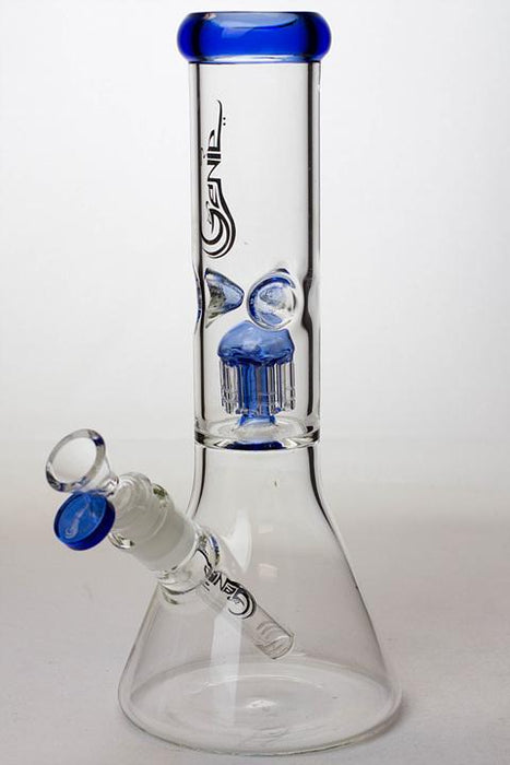 11" Genie short tree arms color accented glass water bong