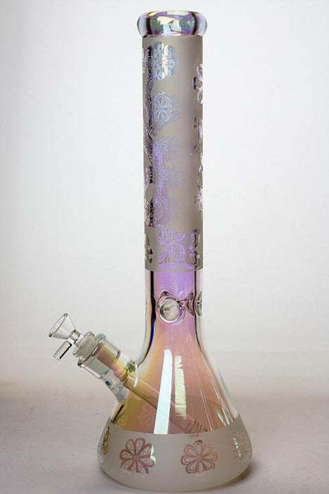 16" Metallic 7 mm sandblasted glass beaker bong