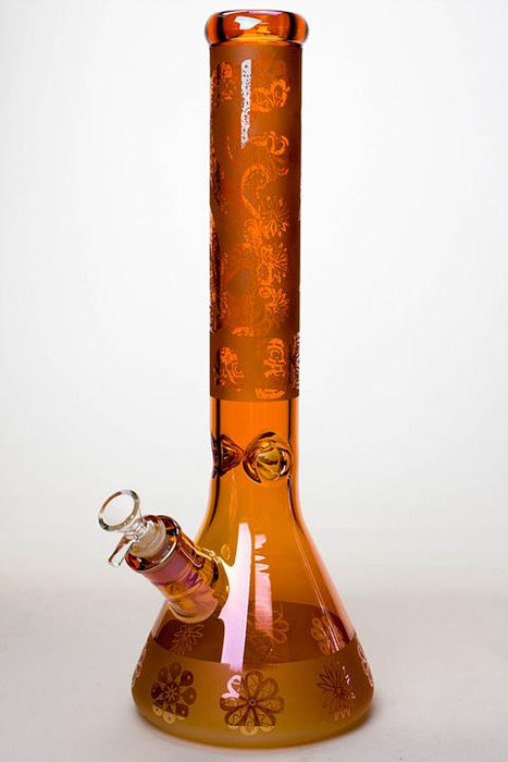 16" Metallic 7 mm sandblasted glass beaker bong