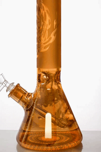 14" Metallic 7 mm sandblasted glass beaker water bong