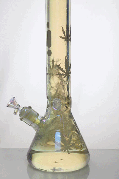 14" Infyniti leaf 7 mm metallic glass water bong