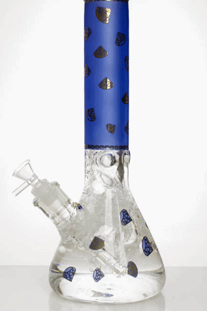 14" diamond 9 mm glass water bong
