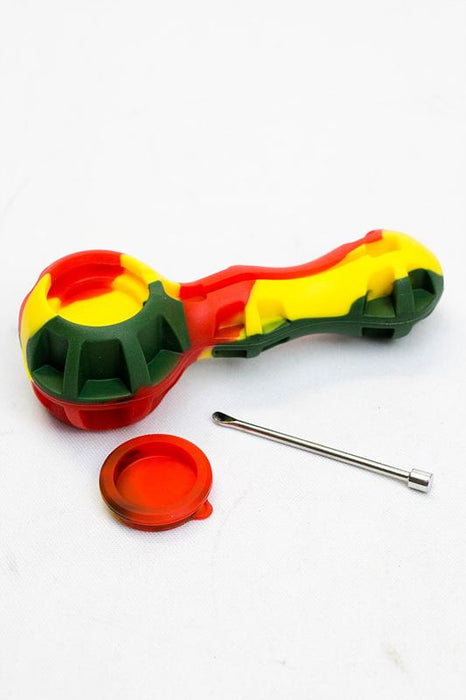 Silicone hand pipe with glass bowl, Jar and Dab tool