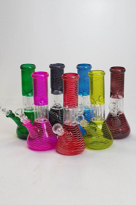 8" single dome percolator assorted color water bong