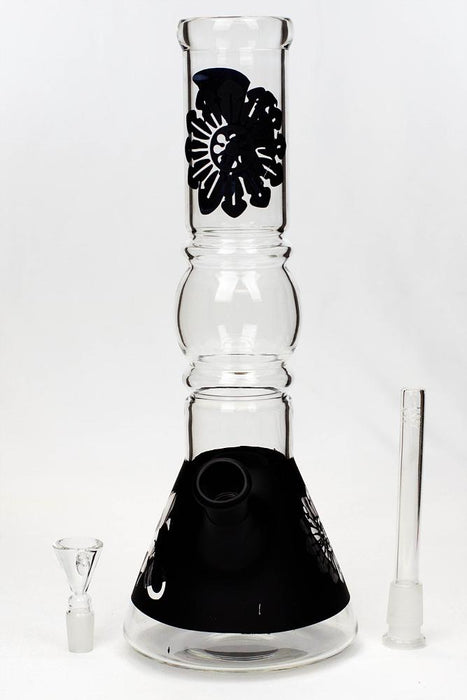 12" Dragon and flower graphic glass water bong
