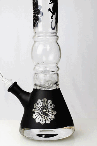 12" Dragon and flower graphic glass water bong