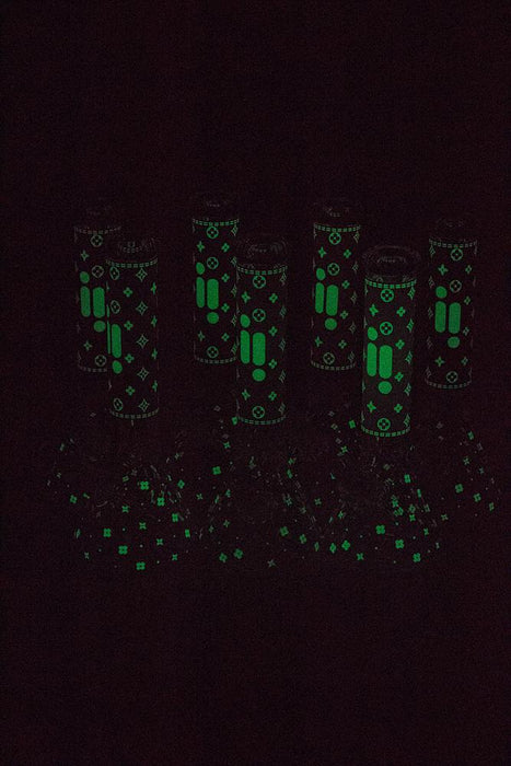 14" Infyniti logo Pattern Glow in the dark 7 mm glass bong