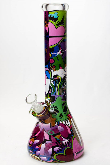 14" Graphic wrap 9 mm glass water bong