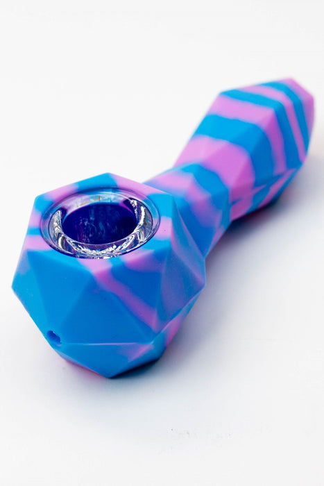 Multi colored Silicone hand pipe with glass bowl