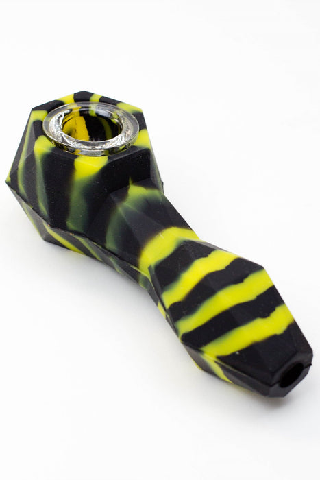 Multi colored Silicone hand pipe with glass bowl