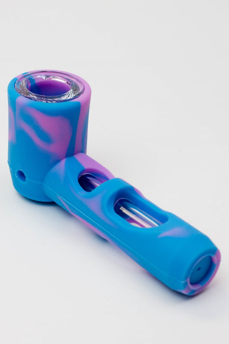Multi colored Silicone hand pipe with glass bowl and tube