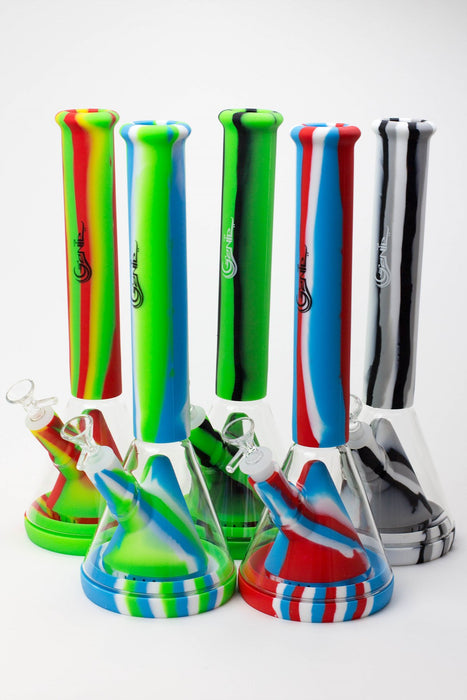 14" Genie multi colored detachable pyramid diffuser silicone water bong