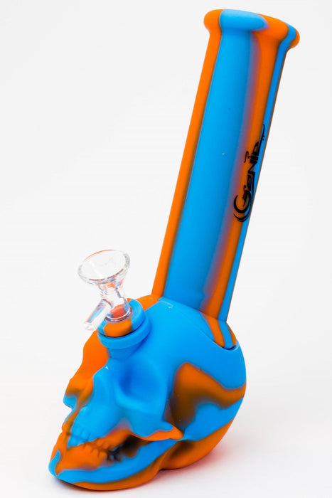 9" Genie skull multi colored detachable silicone water bong