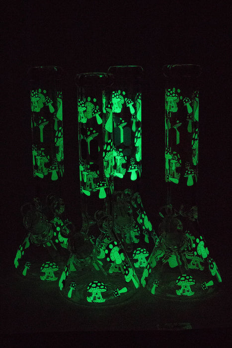 14" Infyniti Mushroom Glow in the dark 7 mm glass bong