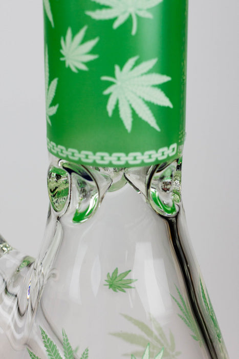 18" Leaf Patterned Glow in the dark 7 mm glass bong