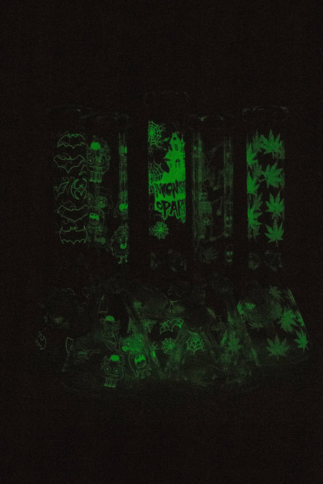 14" Glow in the dark artwork 7 mm glass water bong