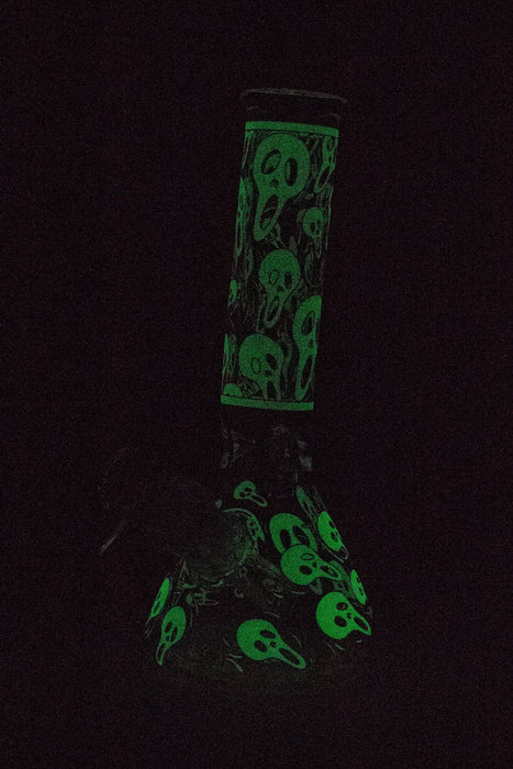 8" Glow in the dark Scream Ghost glass water bong