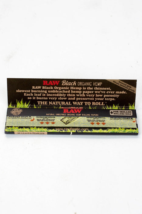 RAW Black Organic Hemp Rolling Paper Pack of 2