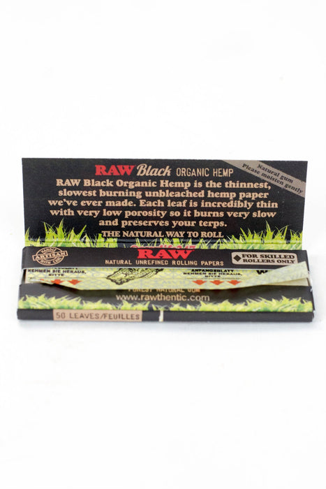 RAW Black Organic Hemp Rolling Paper Pack of 2