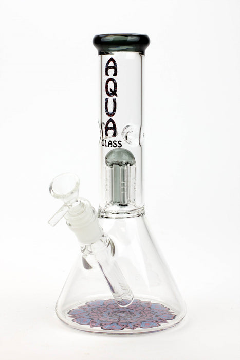 9" AQUA Single tree arms percolator glass water bong
