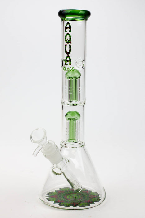 11.5" AQUA Dual tree arms percolator glass water bong