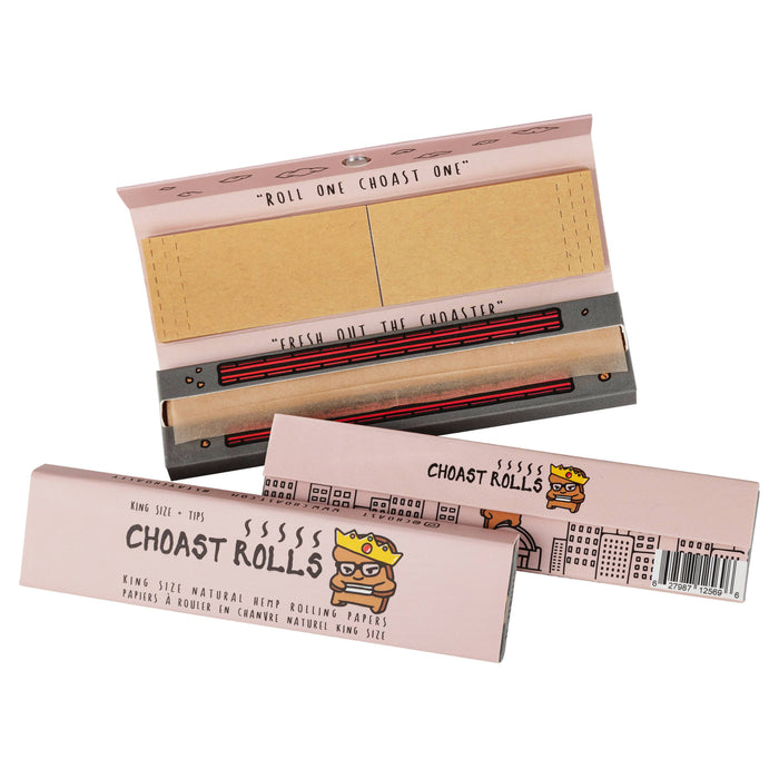 Choast Rolls - King Slim Size - Natural Hemp Papers - 22 Packs Per Carton