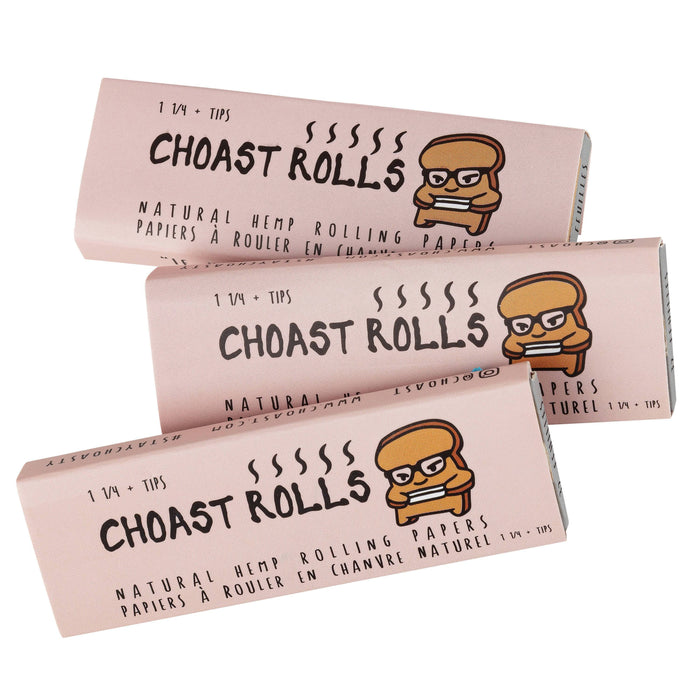 Choast Rolls, Quality Natural Rolling Papers - Carton of 22, Rolling Paper System - 1 1/4'' Papers with Filter Tips and Magnet Closing Lid