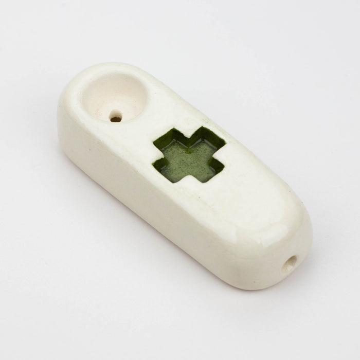 Handmade Ceramic Smoking Pipe [Green Cross]