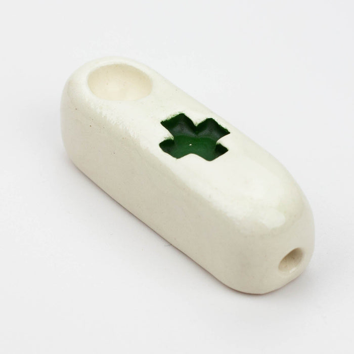 Handmade Ceramic Smoking Pipe [Green Cross]