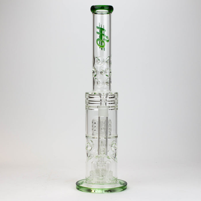 18" H2O glass water bong with triple mini shower head diffuser [H2O-5007]