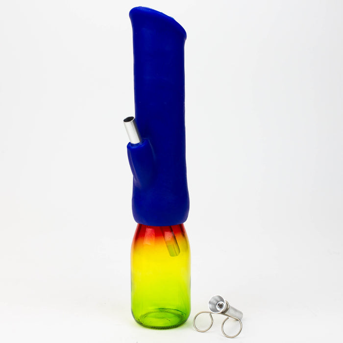 12" Silicone water bong with glass base [WP009A]